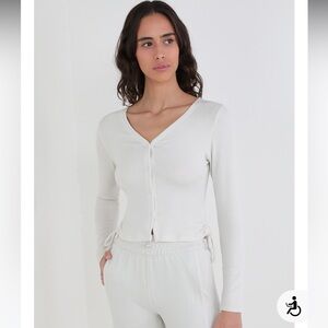 Lululemon Side-Cinch Ribbed Cardigan White